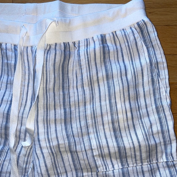 Jones New York Blue and White Striped Cropped Linen Pants - Picture 4 of 8